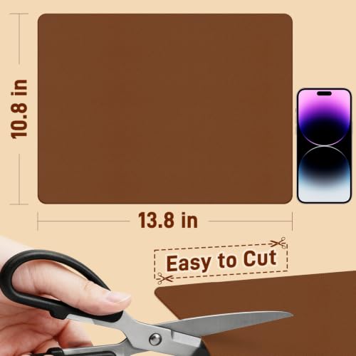 PU Leather Desk Protector/Nightstand Mat, 13.8X10.8 in Brown - color: Brown, size: 13.8" x 10.8"