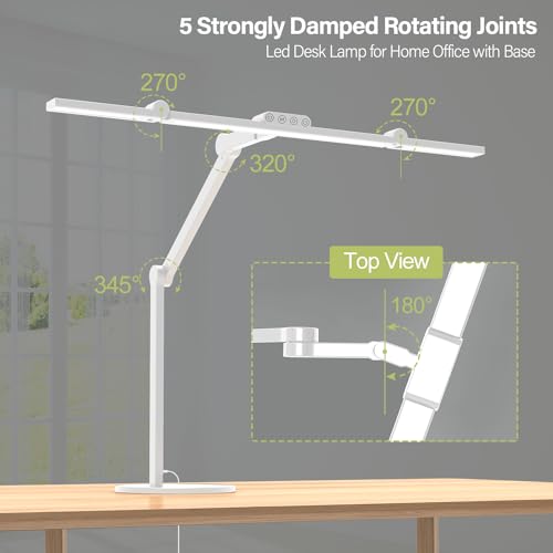 Micomlan Architect Desk Lamp for Home Office, 24W Adjustable Led Desk Light with Remote, 1500LM Bright Dimmable Computer Table Light Rotatable Office Lamp with Base for Cafting Monitor - color: Light White