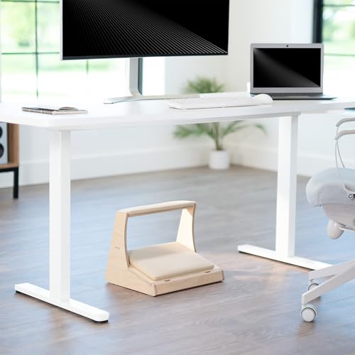 VIVO Light Wood Under Desk Footrest with Hidden Shoe Storage, STAND-FT03