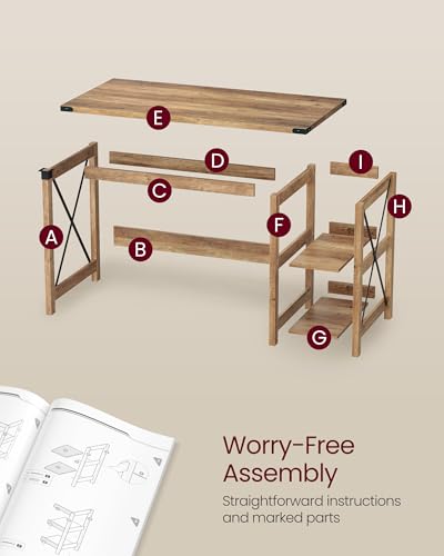 VASAGLE Computer Desk with Storage Shelves, 23.6 x 47.2 x 29.5 Inches