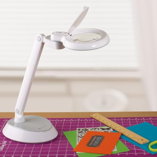 OttLite Space-Saving LED Magnifier Desk Lamp, Optical Grade, White