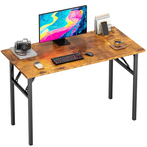 DlandHome 39.4 Inch Small Folding Computer Desk for Home Office, Retro - color: Retro, size: 39 Inches