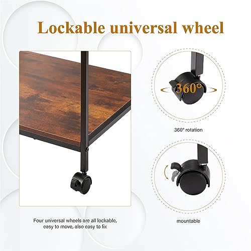 31.5" Heavy Duty Large Printer Stand with Adjustable Storage Shelf, Wood - color: Wood, size: 3-Tier
