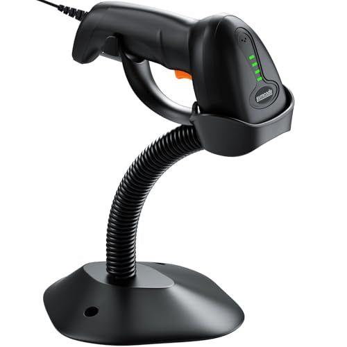 USB 1D Barcode Scanner with Stand Handheld Wired Laser Barcode Reader Scanner with Gooseneck Stand and Cable Twilight Blac - color: 1D Wired Barcode Scanner with Stand