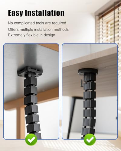 Under Desk Vertebrae Cable Management Spine Fit for Sit Stand Desk | Chain Raceway Cable Management, Magnetic Flexible Wire Spine Adjustable Length, Magnetic Wire Organizer for Standing Desk