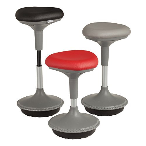 Learniture Adjustable Height Active Learning Stool for Office Desks and Classrooms, Foam-Padded Backless Wobble Stool with Rocking Motion, Black - color: Black