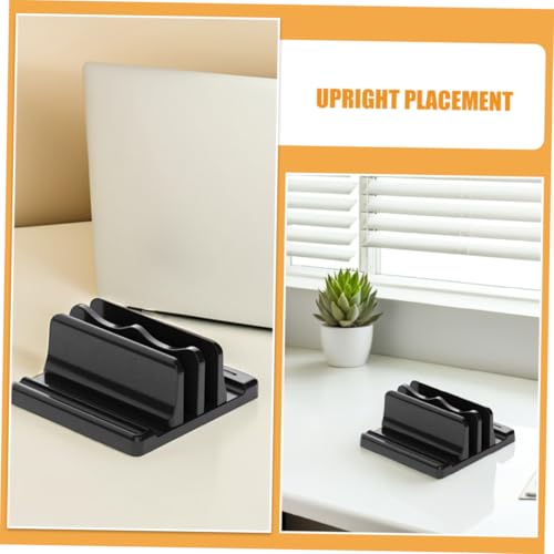 Sewroro Vertical Laptop Stand Holder for Desktop Workspace, Black Plastic