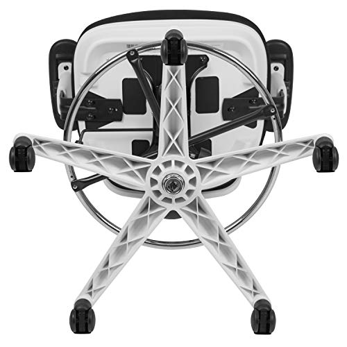 EMMA + OLIVER White Mid-Back Mesh Drafting Chair | Adjustable Foot Ring, 360° Swivel, Height Adjustable, Commercial Grade - color: Black Mesh/White Frame