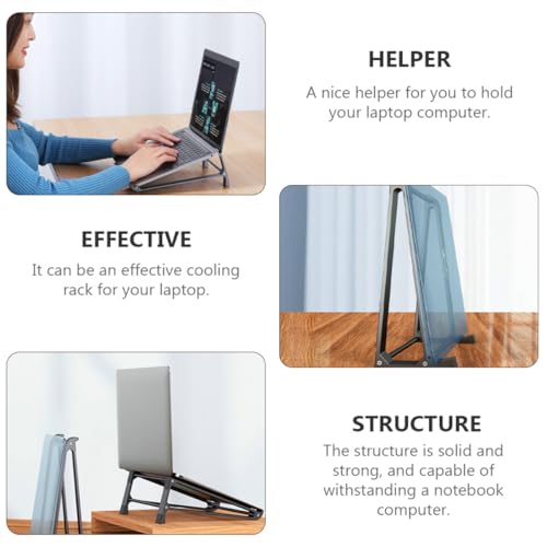 VILLCASE Aluminum Alloy Laptop Cooling Stand Portable Folding Notebook Holder Adjustable Desktop Bracket for Home Office Dark Gray