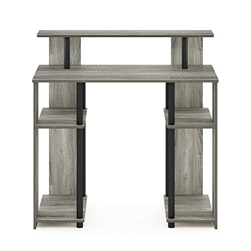 Furinno JAYA Simple Design Computer Writing Desk, French Oak Grey/Black - color: French Oak/Black