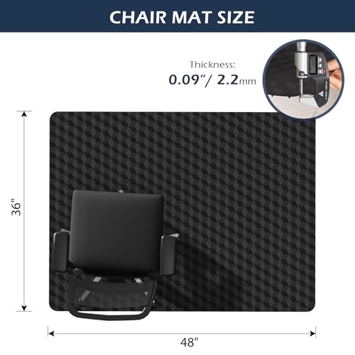 SALLOUS Chair Mat for Carpet 36" x 48" - 3D Geometric Chair Mat for Carpeted Floors, Heavy-Duty Carpet Protector Computer Desk Mat with Grips, Non-Slip Vinyl Floor Mat for Home Office, Black - color: Black (3d Geometric), size: 36" x 48" (for carpet)