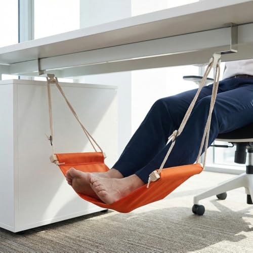 Foldable Footrest for Desk - Adjustable Under Desk Hammock with Breathable Fabric for Office Chair & Airplane Travel