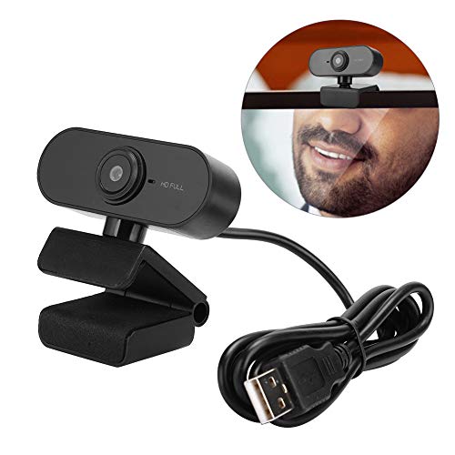 1080P USB Webcam, HD Computer Camera with Microphone and 360 Degree Rotation, for Video Conferencing Online Teaching and Desktop Laptop PC (Black)