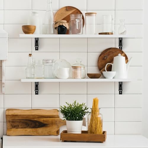 JOY DECOR Matte Black Folding Shelf Brackets, 8 Inch, 2 Pack - size: 8 Inch