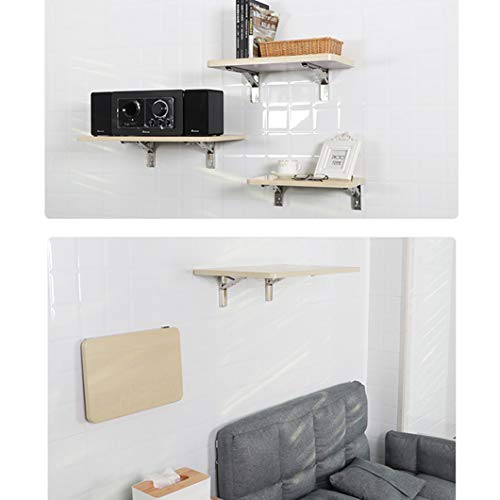 Small Wall-Mounted Folding Drop-Leaf Table,Wood Floating Shelf Computer Desk Workbench,Hanging DIY Bookshelf Office Shelves - size: 40 x 26 cm