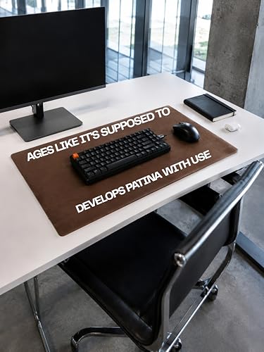 Genuine Leather Desk Pad, Office Desk Mat, Large Desk Blotter, Desk Protector, and Mouse Pad – 31.5" x 15.75" (1.8-2.0 mm) Luggage, Waterproof, Premium Quality for Desk Surface Protection and Comfort - color: Luggage