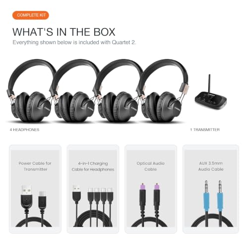 Avantree Quartet 2 - Wireless Group Listening Headphones System - style: Quartet 2