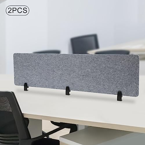 Noise Reducing Partition, Clamp-On Acoustic Desk Divider Mounted Privacy Panel 5.5 Lbs, Reduce Noise Visual Distractions, E1 Polyester Fiber 60" W*16”h*2 - color: Grey