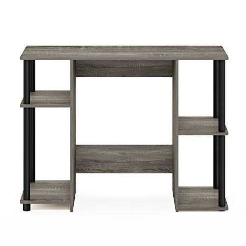 Furinno Jaya Computer Study Desk With Open Storage, French Oak Grey/Black - color: French Oak/Black