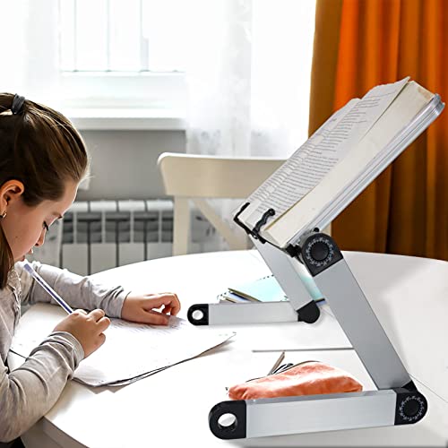 Extra Large Adjustable Book Stand for Bed and Sofa - Multifunctional Laptop Holder With Page Clips, Ergonomic Multi-Height Angles, Portable for Heavy Textbooks and Cooking - size: 19.5x10inches, style: 4 legs-White