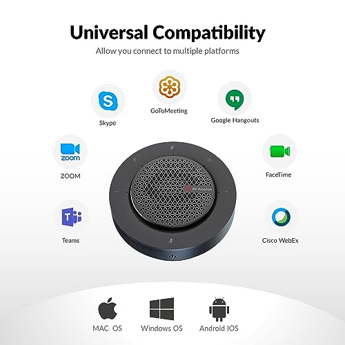 Conference Speakerphone, Daisy Chain up to 9 Speakerphones for 50 People | USB/Bluetooth Speaker with 4 Mics AI Noise Cancellation 360° Voice Pickup for Zoom,Teams,Conference Call Large Meeting Room