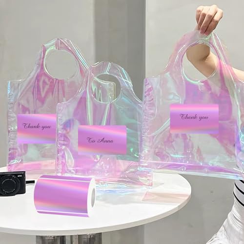 3x2 Inch Holographic Thermal Labels, Pink Thermal Sticker Labels, Rainbow Glitter Stickers for Price, Barcode, Mailing, Name, DIY Custom Logo Design, 200 Pcs/1 Roll - color: Holographic Pink, size: 2*3 inch