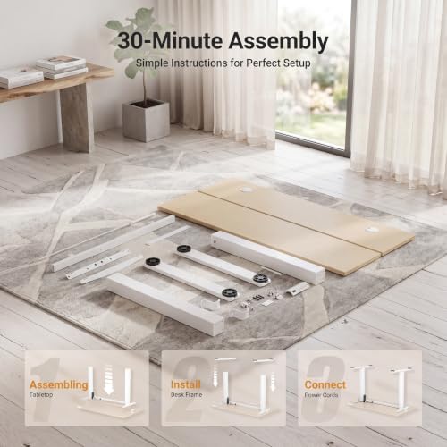 Claiks Electric Standing Desk, 55x24 Inch, Nature - color: Nature, size: 55 Inch