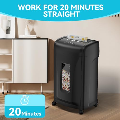 Large Commercial Heavy Duty 22-Sheet High Security Cross-Cut Paper Shredder with 9.24 Gallon Pullout Waste Bin, Quiet Office Shredding for Documents, Staples, Credit Cards