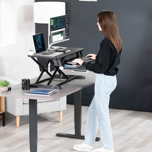 VIVO Black 32 in Standing Desk Converter, DESK-V000K - color: Black, size: 32"