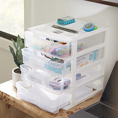 Gracious Living 4-Tier Drawer Organizer, Plastic Desktop Drawers, White