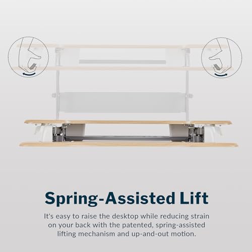 Vari VariDesk Pro Plus 36 Standing Desk Converter – 11 Height Settings + Spring Lift, 2 Tier Design, Keyboard Tray, Fits Desktops 36” Wide x 26.5" Deep – Delivers Fully Assembled (Light Wood) - color: Light Wood