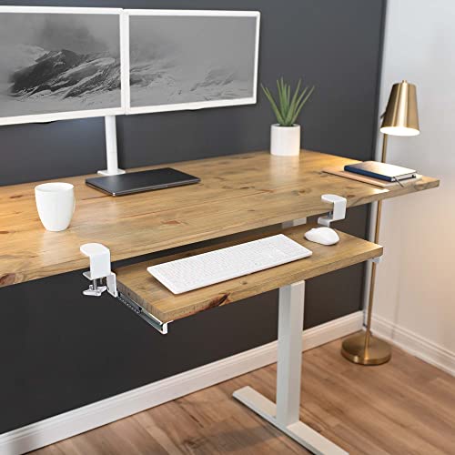 VIVO Clamp and 12 inch Rail Set for DIY Custom Wooden Keyboard Trays (Tray Not Included), Under Desk Pull Out Slider Track with Extra Sturdy C-clamp Mount System, White, MOUNT-RAIL02W - color: White