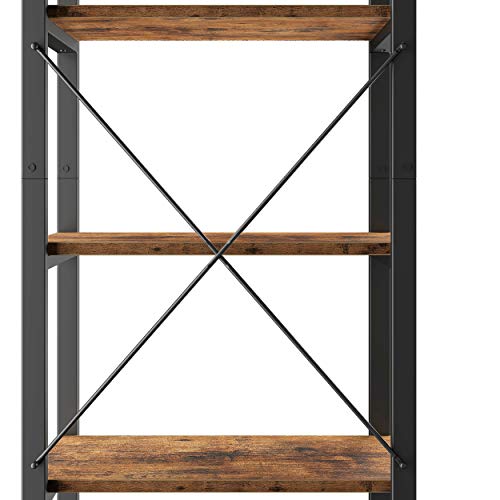IRONCK Bookshelf, 5-Tier Industrial Ladder 110 lb per Shelf, Vintage Brown