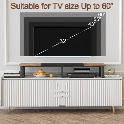 aboxoo 45" TV Riser Stand for 32-60 Inch TV, TV Shelf with Steel Legs - color: Brown, size: 45 inch