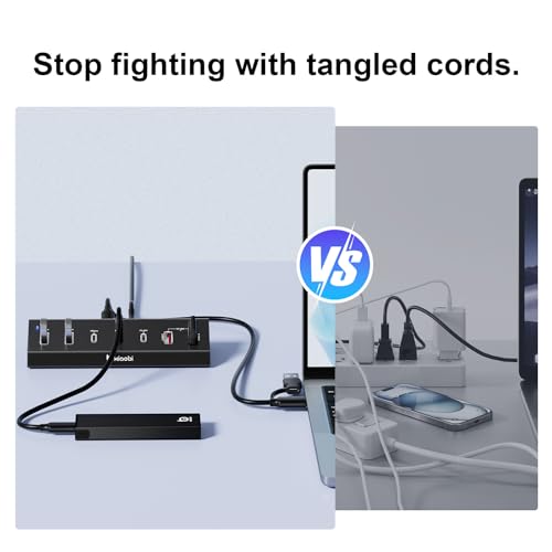 7 in 1 USB C Hub with 10Gbps Data Transfer, PD 45W & QC 18W Fast Charging - color: Black