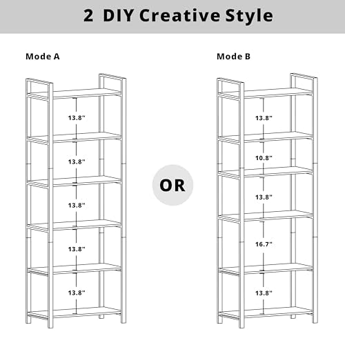IRONCK Bookshelf 6-Tier Ladder Shelf 110lbs Display Shelf