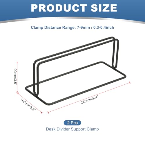 PATIKIL Baffle Desk Divider Clamp 2Pcs Punch-Free Base Desk Shield L Black - color: Black