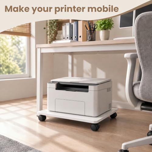 Beeveer 2 Pcs White Under Desk Printer Stand 20 x 16 x 3.2 Inches - color: White, size: 20 x 16 x 3.2 Inches