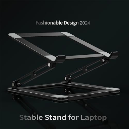 Laptop Stand for Desk, Adjustable Laptop Stand Holder Portable Laptop Riser with Multi-Angle Height Adjustable Computer Stand for MacBook Air/Pro and More Notebooks 10-17.3"-Black - color: B-Black
