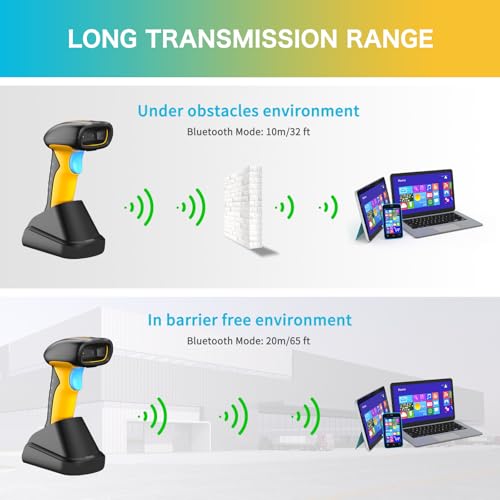 NETUM Upgraded QR Industrial Bluetooth Barcode Scanner with Charging Dock