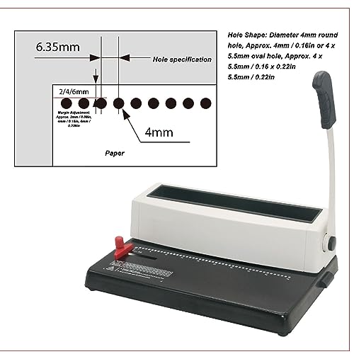 Professional Spiral Coil Binding Machine Heavy Duty Stainless Steel Wire Binder with Round Hole Punch and Ergonomic Handle for Office Document Binding Letter A4 A5 Size