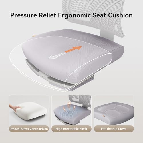 Newtral Ergonomic Office Chair, Auto-Following Lumbar Support Desk Chair with Footrest (Grey, 5D Headrest) - color: Grey, size: 5D Headrest