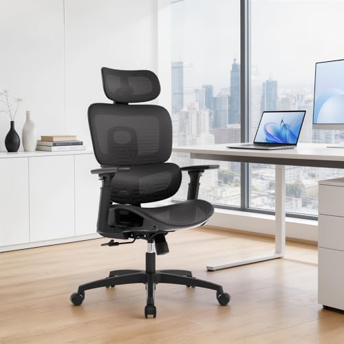 MoNiBloom Ergonomic Office Chair, High Back Mesh Desk Chair for Home, Black