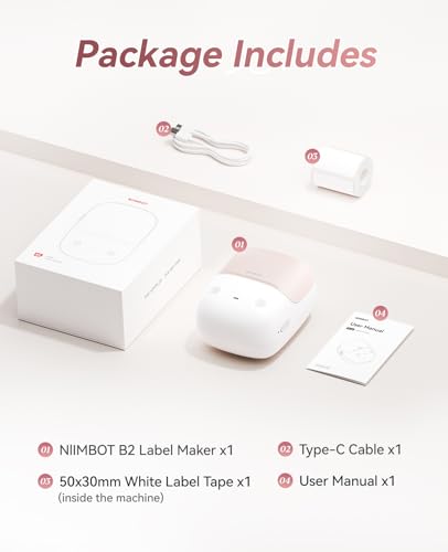 NIIMBOT B2 Label Maker Machine with Tape for Home Office, Pink - color: Pink