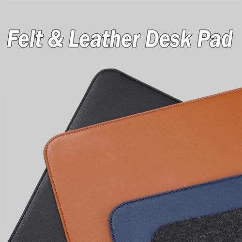 Smooch Felt Desk Pad & Leather Mouse Pad with Non-Slip Bottom,Large Computer Desk Protector Writing Laptop Mat Keyboard Mat for Office Home School (Black Brown,39.4x15.7in/100x40cm) - color: Black Brown, size: 39.4x15.7in/100x40cm