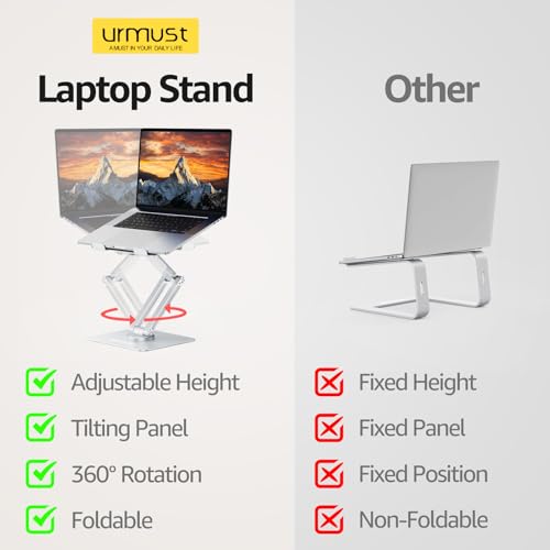 Urmust 360° Rotating Laptop Stand for Desk fit 10-17" Device - color: A-Silver