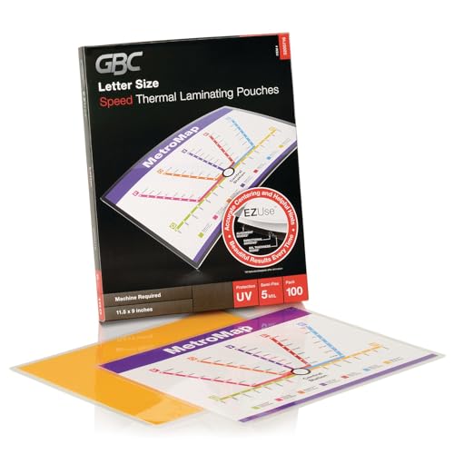 GBC Laminating Sheets, Thermal Laminating Pouches, Letter Size, 5 Mil, Speed Format, EZUse, 100 Pack, Blue (3200716) - size: 100/Pack, style: 5 mil