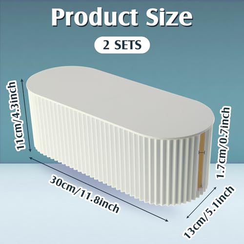 2 Pcs Cable Management Box, Fits Most Power Sockets, 11.8x5.1x4.3 in - color: White, style: Classic