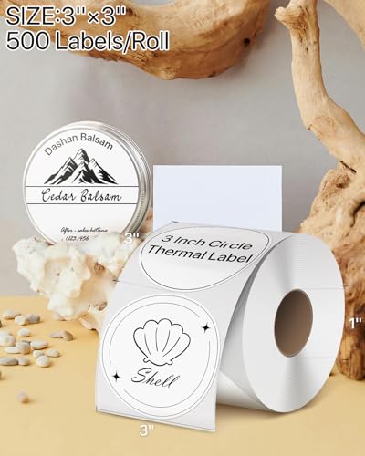 iEager 3 Inch White Circle Thermal Labels, Durable Round Thermal Label - color: White, size: 3 INCH