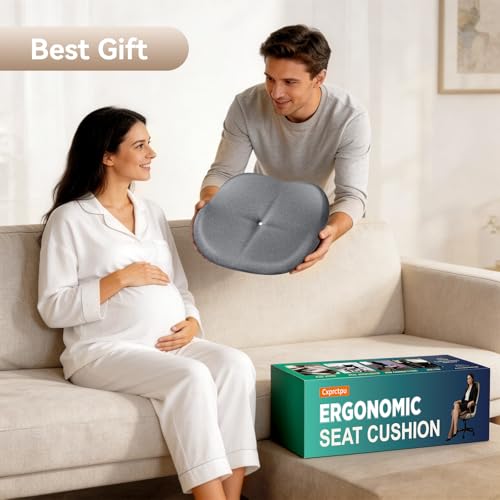 Memory Foam Seat Cushion with Pressure Relief for Office Chair, Car, Wheelchair, and Sofa, Doctor Recommended Orthopedic Cushion for Tailbone Pain, Sciatica, Hip Back Support, Non Slip, Grey